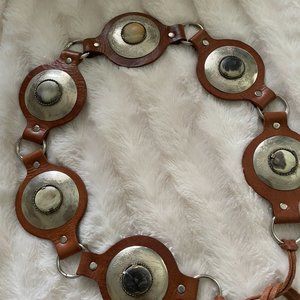 Vintage Moroccan Leather & Stone Belt